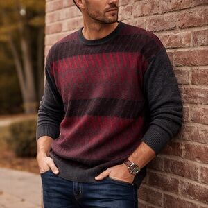 Cellinni Collection 3XLT Big & Tall Wool Blend Sweater Long Sleeve Red knit